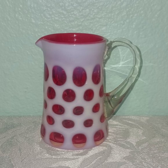 Fenton Other - Adorable Vintage Fenton Cranberry Opalescent Coin Spot Creamer Pitcher
